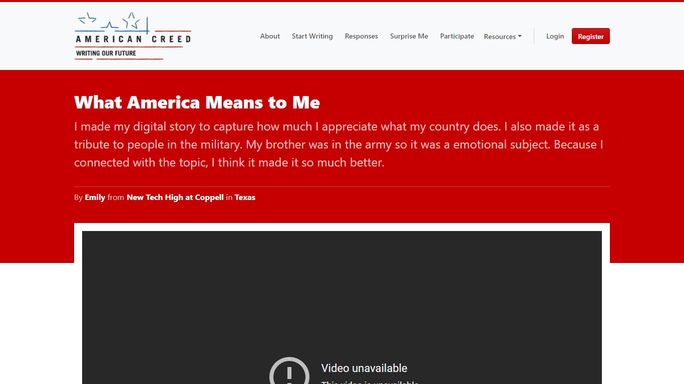 What America Means to Me - American Creed